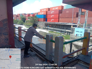 Polsek Asemrowo Melaksanakan Patroli Pemantauan Pompa Balong II, Cegah Adanya Potensi Banjir