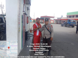 Patroli Cegah 3C, Personil Polsek Asemrowo Sambangi SPBU Tambak Langon