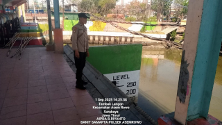 Polsek Asemrowo Gelar Patroli dan Pemantauan di Rumah Air Pompa Balong II untuk Antisipasi Kerawanan dan Banjir