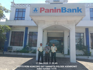 Patroli Objek Vital Polsek Asemrowo di Panin Bank Tambak Langon, Antisipasi Kerawanan 3C