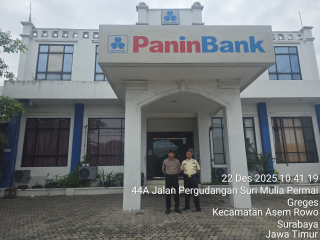 Patroli Objek Vital, Polsek Asemrowo Pantau Keamanan Panin Bank Tambak Langon