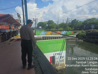 Polsek Asemrowo Laksanakan Patroli Pemantauan Pintu Air Balong II