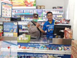 Patroli Dialogis Personil Polsek Asemrowo di Alfamart Jalan Margomulyo Berlangsung Aman