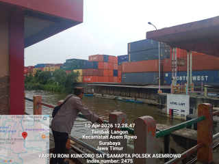 Polsek Asemrowo Laksanakan Pemantauan Debit Air dan Antisipasi 3C di Rumah Pintu Air Balong II