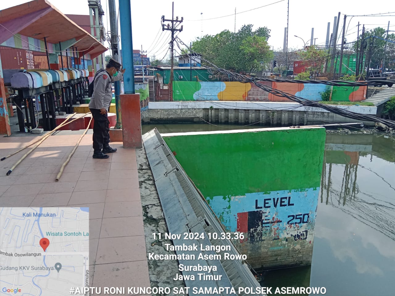 Polsek Asemrowo Laksanakan Patroli Pengecekan Debit Air Sungai di Rumah Air Pompa Balong II